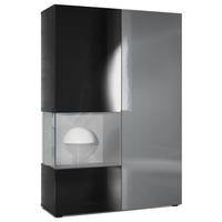 VITRINE Morena Tür und Einsatz in Grau Hochglanz - Grau, Holzwerkstoff (91.5/136.5/37cm) - Vladon