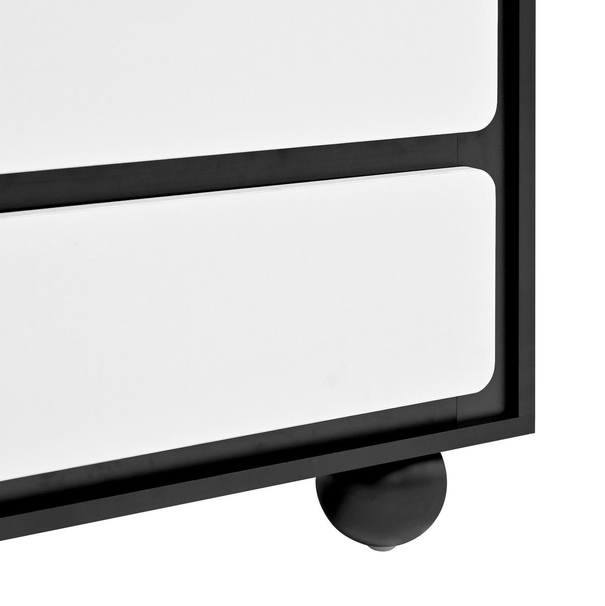 SIDEBOARD 140/38/74,5 cm Weiß/Schwarz aus Spanplatte mit 6 Schubladen - Weiß, Holzwerkstoff (38/74.5/140cm) - OKMYHOME
