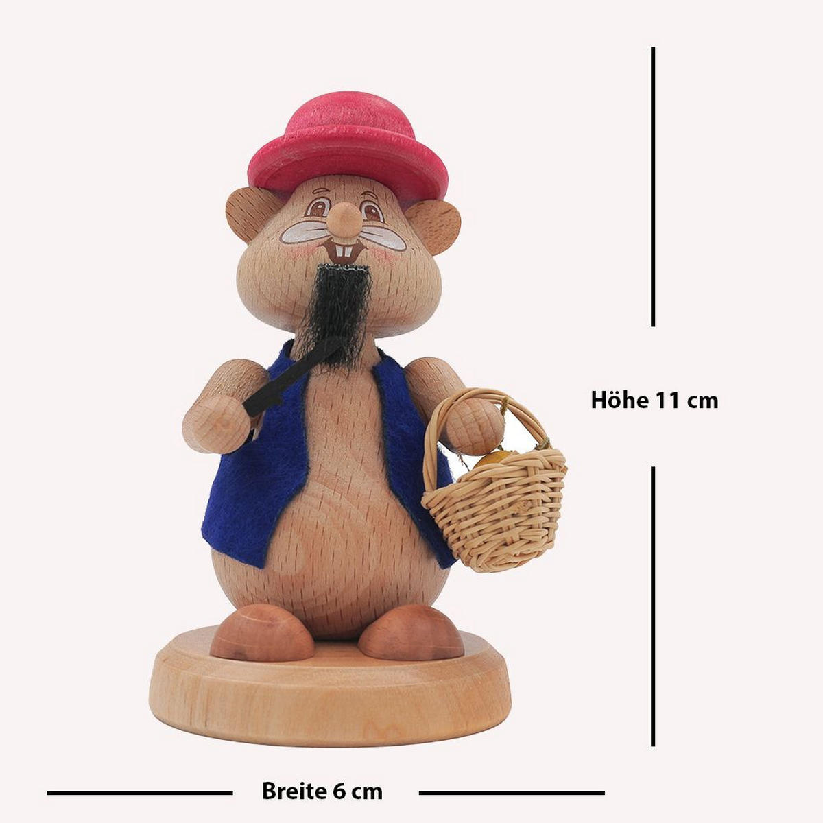 HOLZFIGUR Hamster Pilzsammler 11 cm - Multicolor, Metall (6/11/0.1cm)