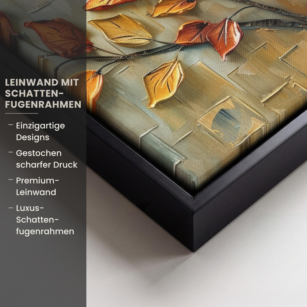 LEINWAND Bilder mit Rahmen - Baum - Abstrakt - Natur - Kunst - 20x20 - Goldfarben, Textil (20/20cm) - MuchoWow