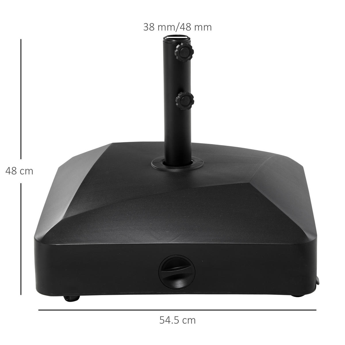 SONNENSCHIRMSTÄNDER 60 kg Rollen - Schwarz, Kunststoff (54.5/54.5cm) - LEBENLANG