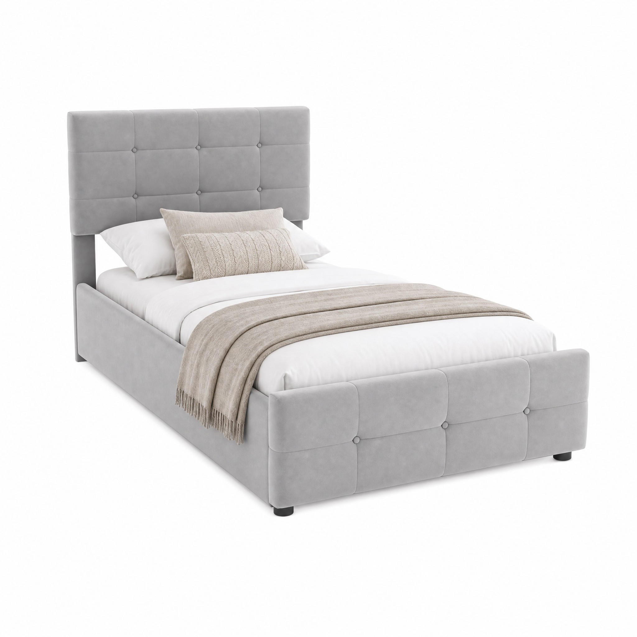 KINDERBETT mit Stauraum 90x200 cm Samt Grau - Grau, Metall (90/200cm) - Meubliv