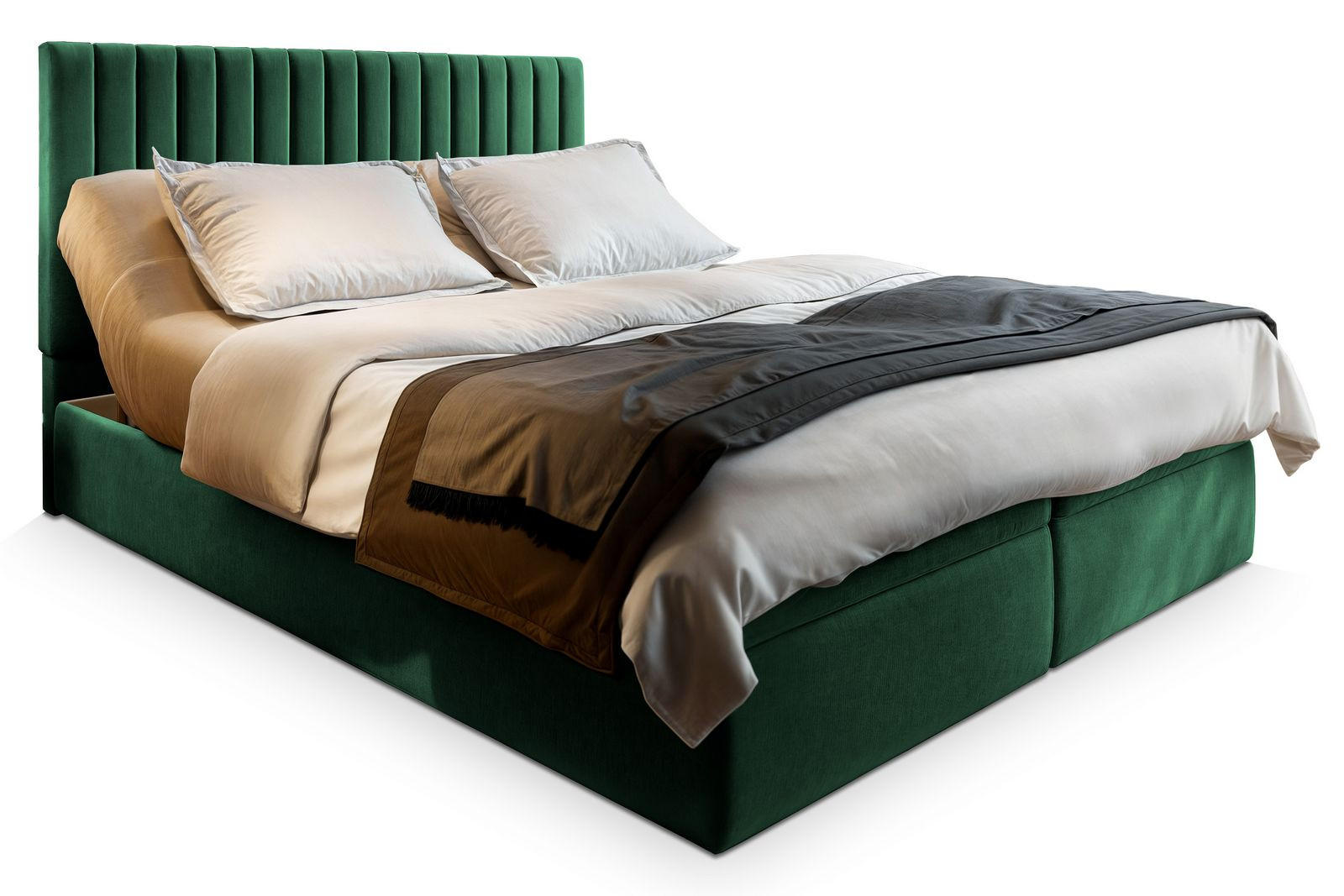 BOXBETT MURLO 180x200 cm mit Matratze und Topper - Grün - Grün, Holz (180/200cm) - MASSENO