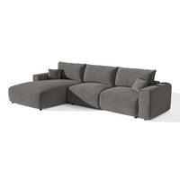 SCHLAFSOFA Express COMO Bouclé-Stoff Graphitgrau 300cm - Dunkelgrau/Graphitfarben, Textil (300/165cm) - Premium Interiors
