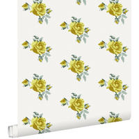TAPETE gestickte Rosen 53 cm x 10.05 m - Gelb, Papier (53/1000cm) - ESTAhome