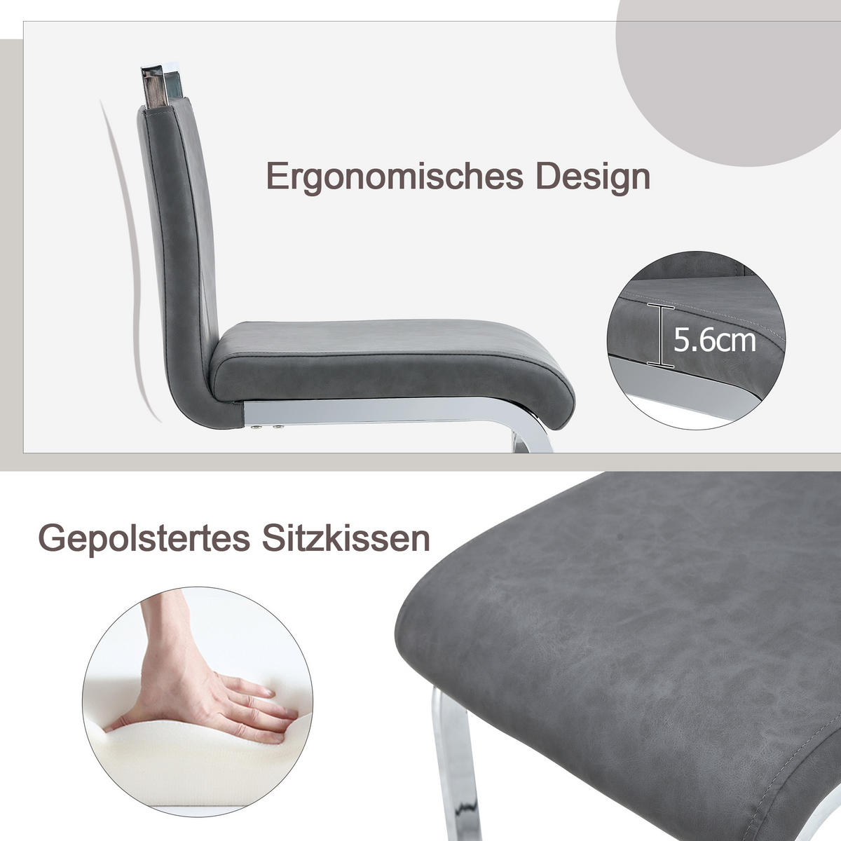 SCHWINGSTUHL DE-36484 2er Set mit PU-Bezug Dunkelgrau - Dunkelgrau, Metall (46.5/96.5/38.9cm) - ComfortXL