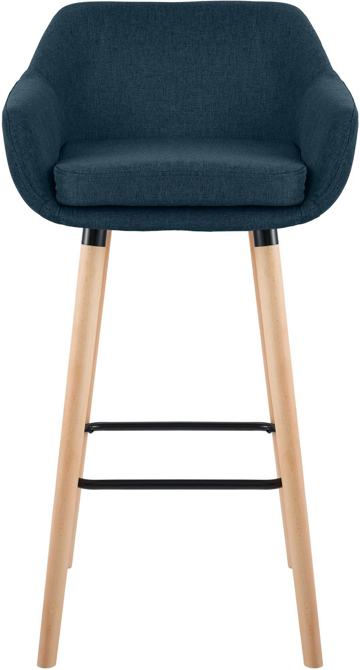 BARHOCKER Stoff Blau - Blau/Eukalyptusholzfarben, Holz/Textil (55/99/46cm) - CLP