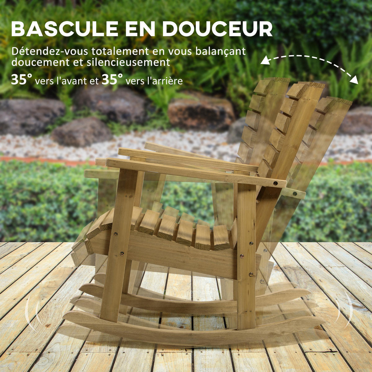GARTENSCHAUKELSTUHL DE-15313 ergonomisch mit Rücken- und Armlehnen Braun - Braun, Holzwerkstoff (86/85/64cm) - ComfortXL