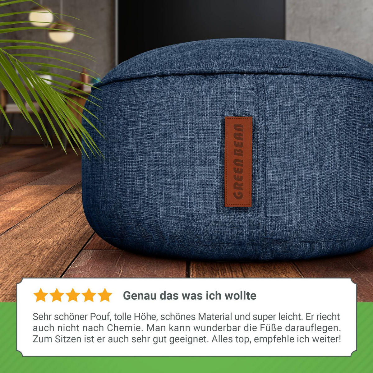 SITZSACK-HOCKER "Home Linen" 45x25cm - Dunkelblau, Textil (45/25/45cm) - Green Bean