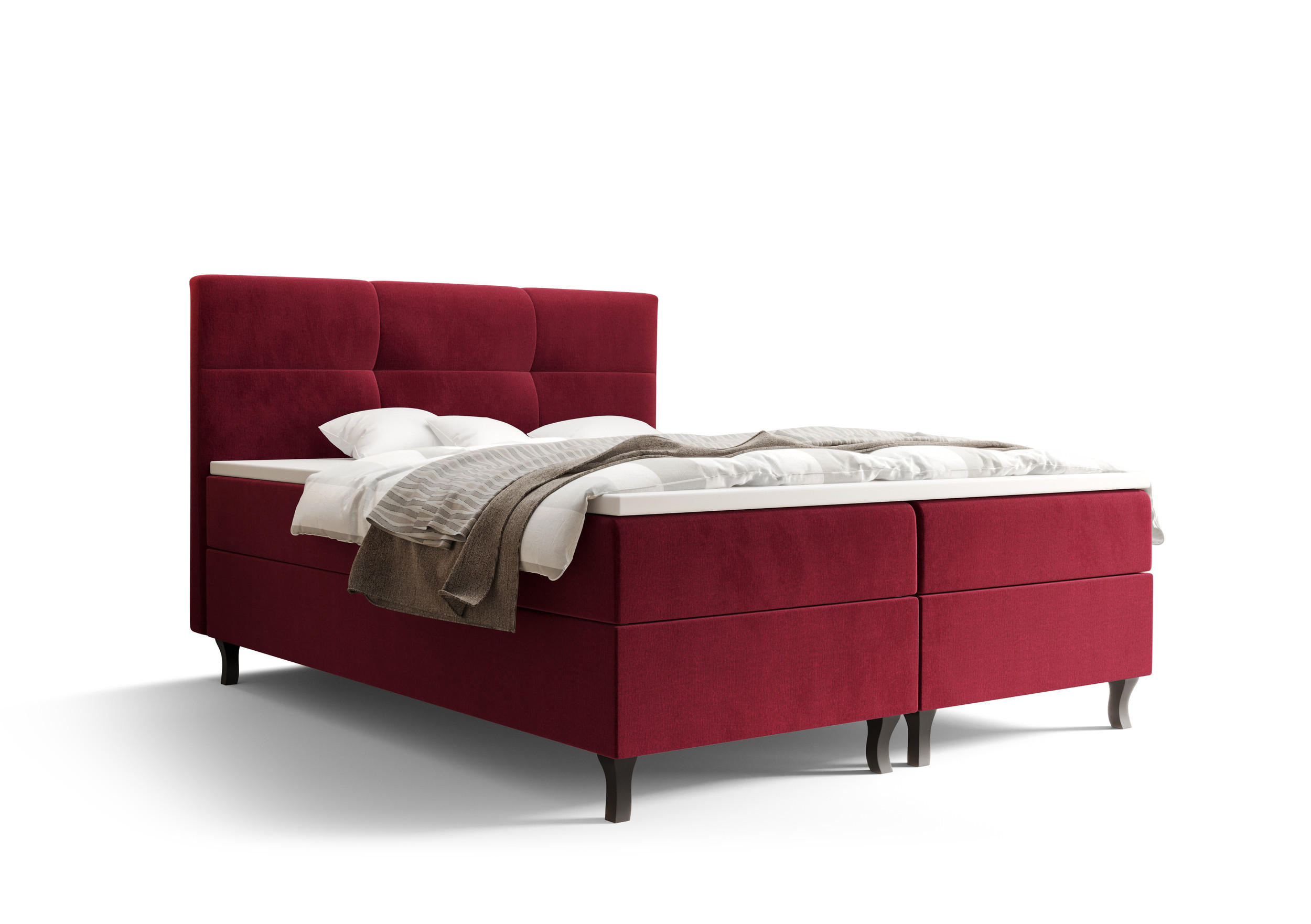 BOXBETT LIMBA mit Matratze H3, Bonell und Topper 180x200 Monolith 59 - Rot, Holz/Textil (180/200cm) - Bedante