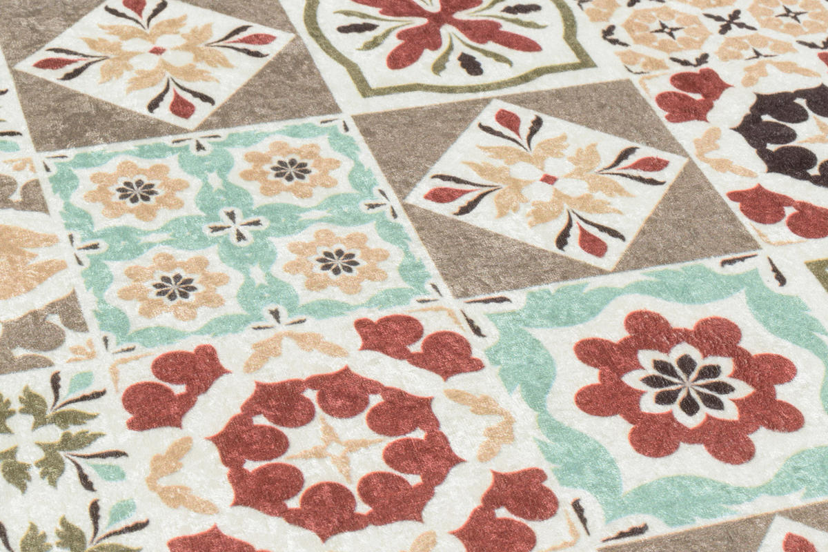 KÜCHENTEPPICH mit mehrfarbigem Zementfliesenmuster Azulejo 70x180 cm - Multicolor, Textil (70/180cm) - Nazar Rugs