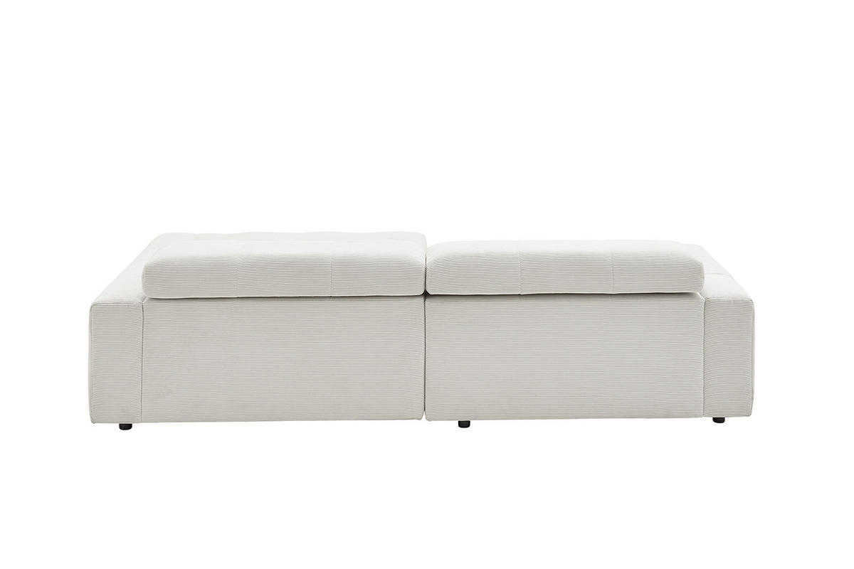 ECKSOFA RENO Weiß Cord - Schwarz/Weiß, Kunststoff/Textil (258/217cm) - KAWOLA
