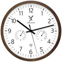 WANDUHR Holz Designer WEGBERG (FUNK) Wand Uhr, braun, weiß - Dunkelbraun/Schwarz, Glas/Holz (30/30/4.2cm) - Holzwerk