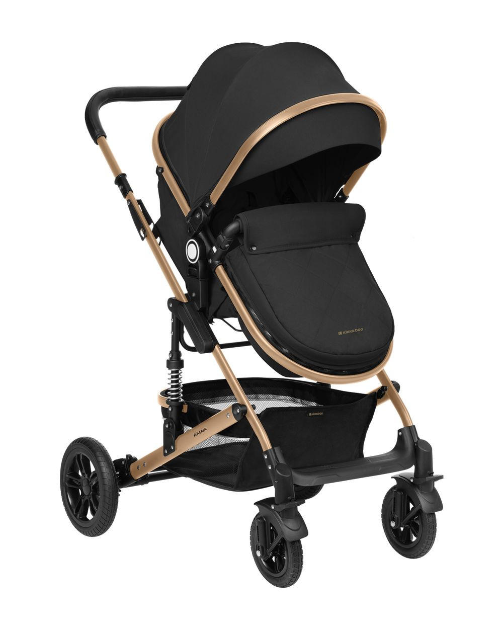 KOMBIKINDERWAGEN Amaia 3 in 1 schwarz Size Babyschale umbaubar Federung Tasche - Schwarz, Metall (86/50/107cm) - Kikka boo