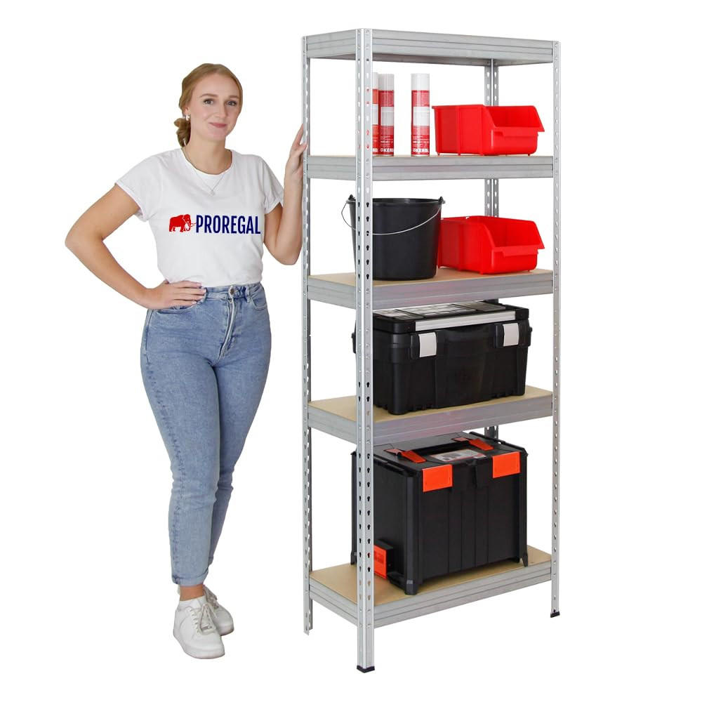 SCHWERLASTREGAL Rivet 180x75x35 cm Fachlast 150 kg Innovatives Stecksystem Verzinkt - Silberfarben, Metall (75/180/35cm) - PROREGAL