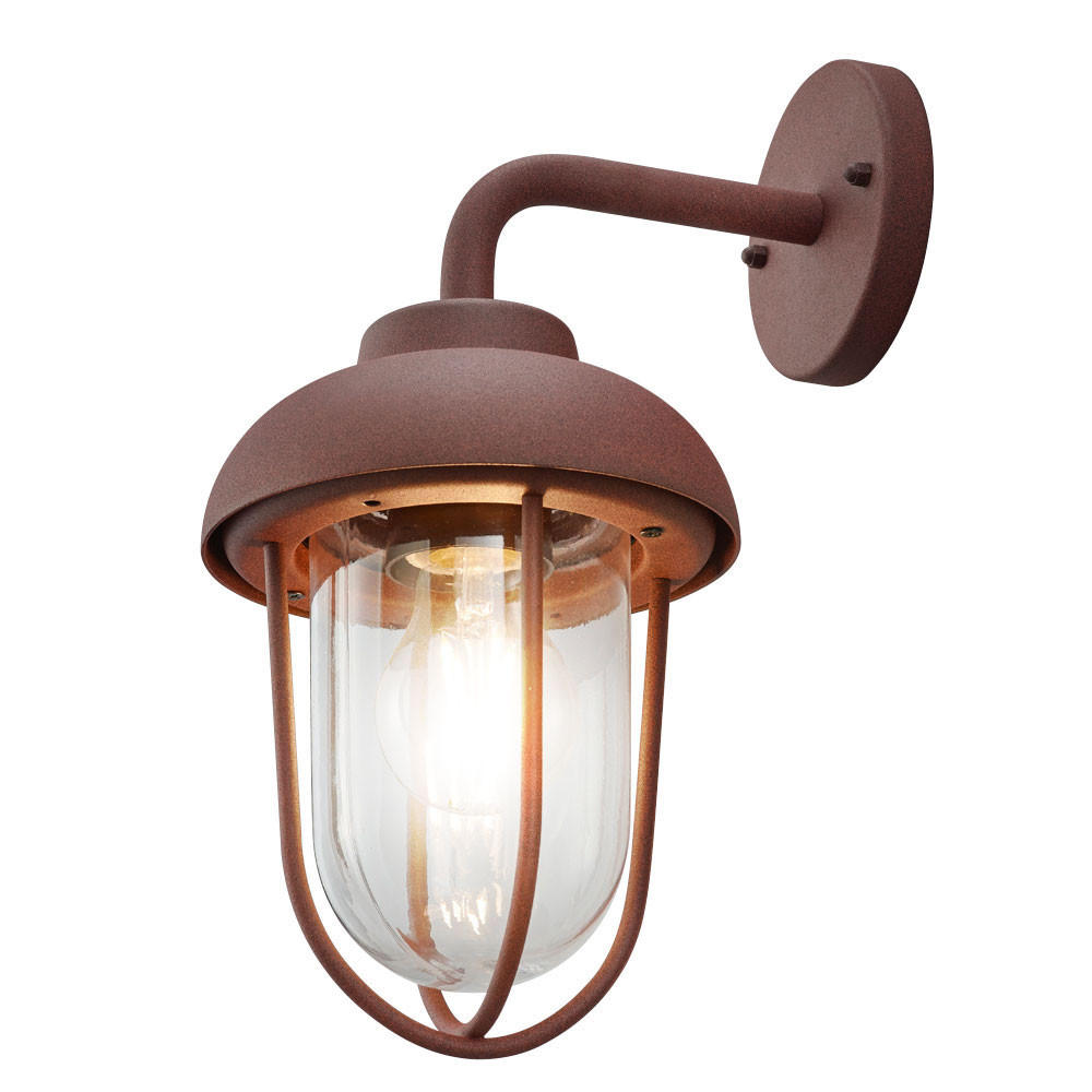 AUSSENLEUCHTE WANDLEUCHTE Alu rostfarben - Braun, Glas (16/16/33cm)