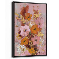 LEINWAND Bilder mit Rahmen - Malerei - Blumen - Rustikal - Rosa - 40x60 - Altrosa, Textil (40/60cm) - MuchoWow