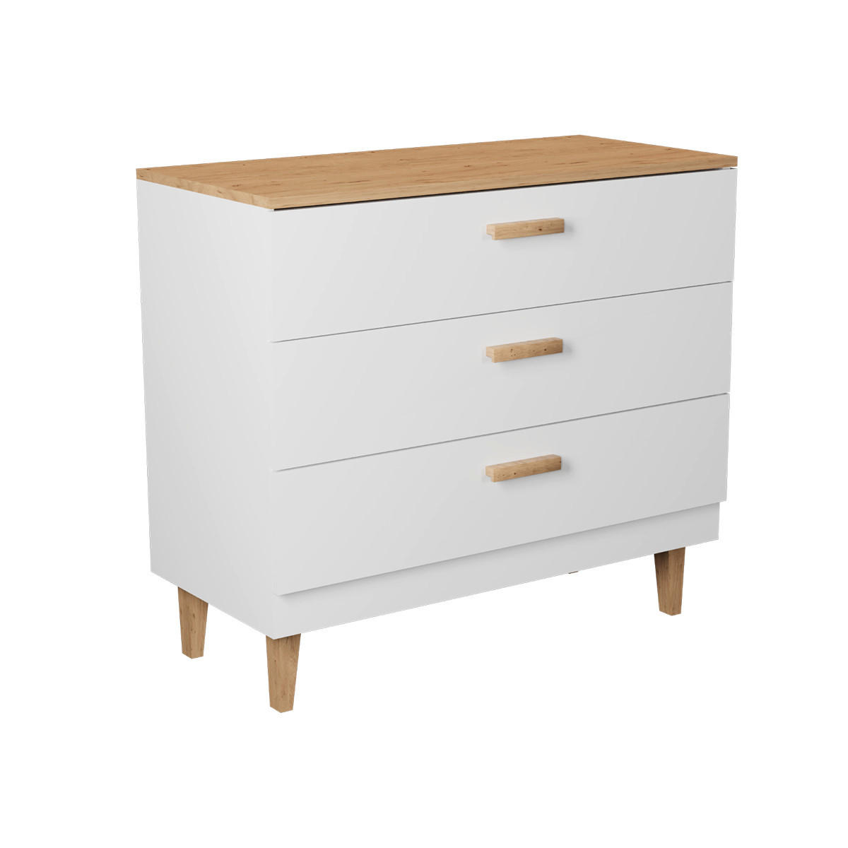 KOMODA Denver Bela - bela, leseni material (100/90/47cm) - Petits-meubles