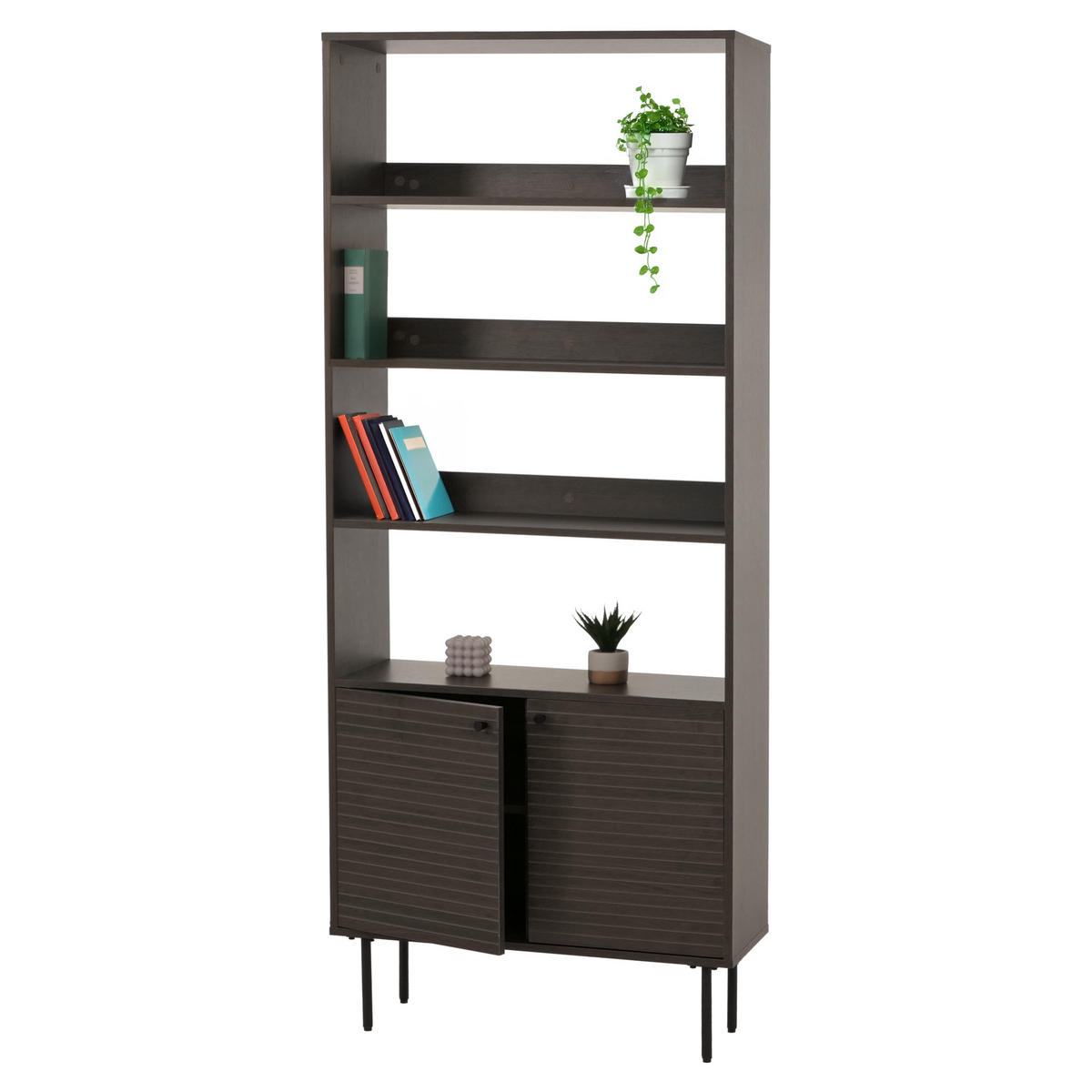 BÜCHERREGAL Dunkelbraun - Dunkelbraun, Metall (80/200/30cm) - MCW