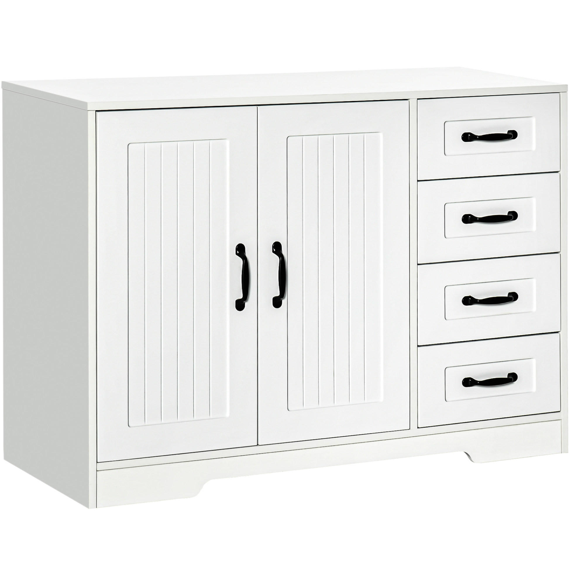 SIDEBOARD 105/40/76 cm in Weiß mit 4 Schubladen und verstellbarem Einlegeboden - Weiß, Holzwerkstoff (105/76/40cm) - Flora Grace