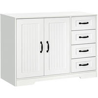 SIDEBOARD 105/40/76 cm in Weiß mit 4 Schubladen und verstellbarem Einlegeboden - Weiß, Holzwerkstoff (105/76/40cm) - Flora Grace