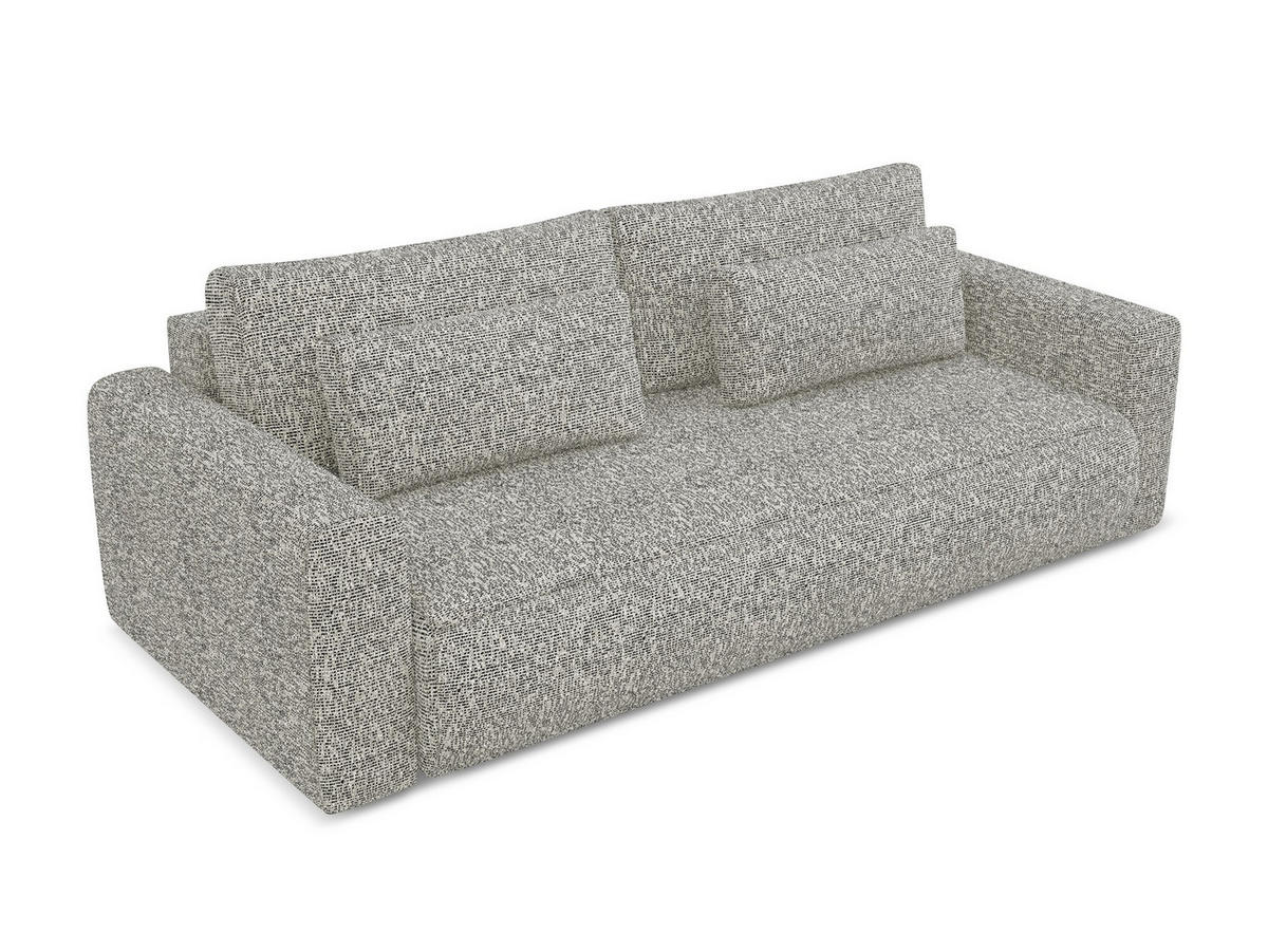 3-SITZER SOFA mit Schlaffunktion Strukturstoff Stoff Beige - Beige/Schwarz, Kunststoff/Textil (238/82/105cm) - Makamii