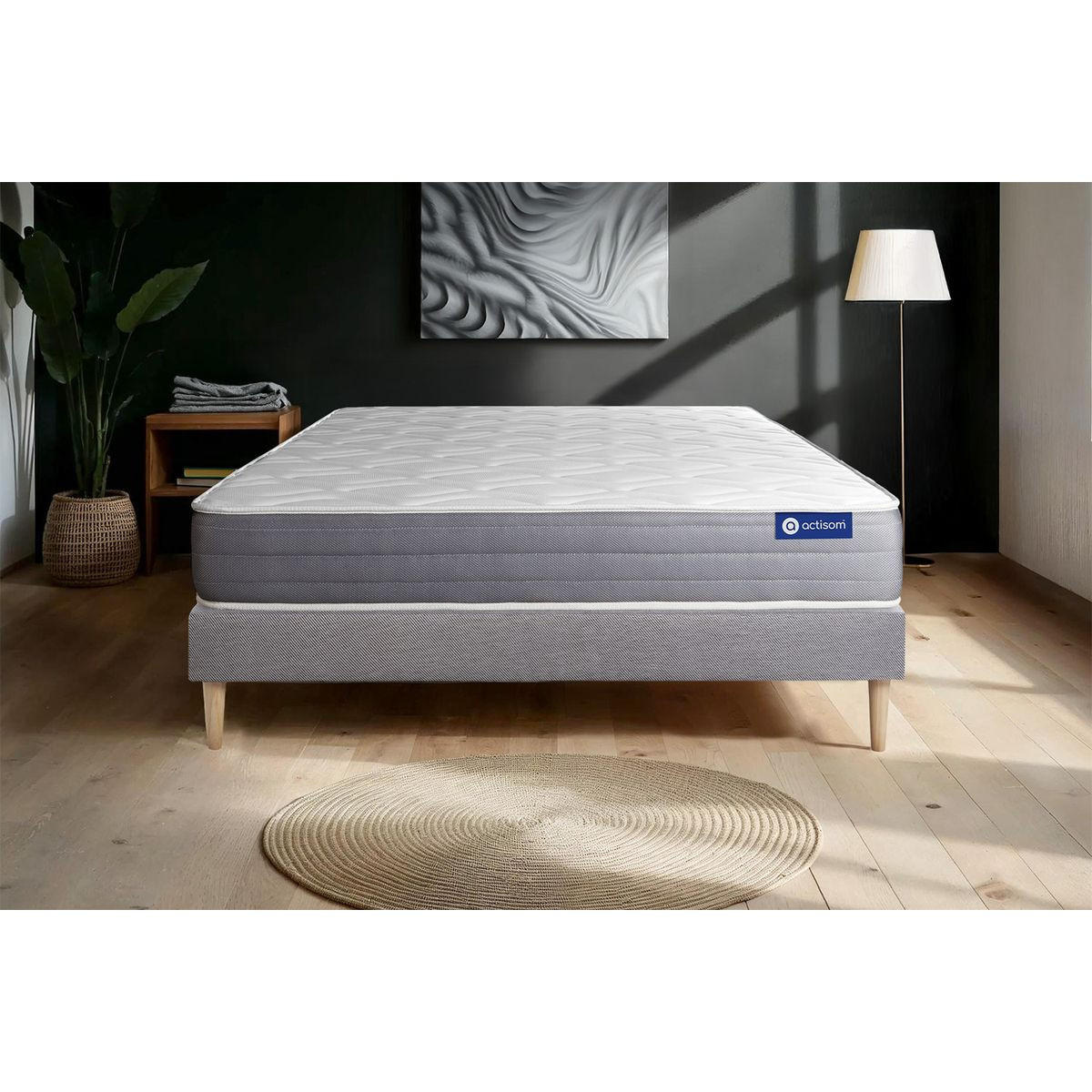 BETT Actimemo dream Memory-Schaum 150 x 200 cm h2 - Kit Bettgestell Grau - Beige/Grau, Karton/Holz (150/200cm) - ACTISOM