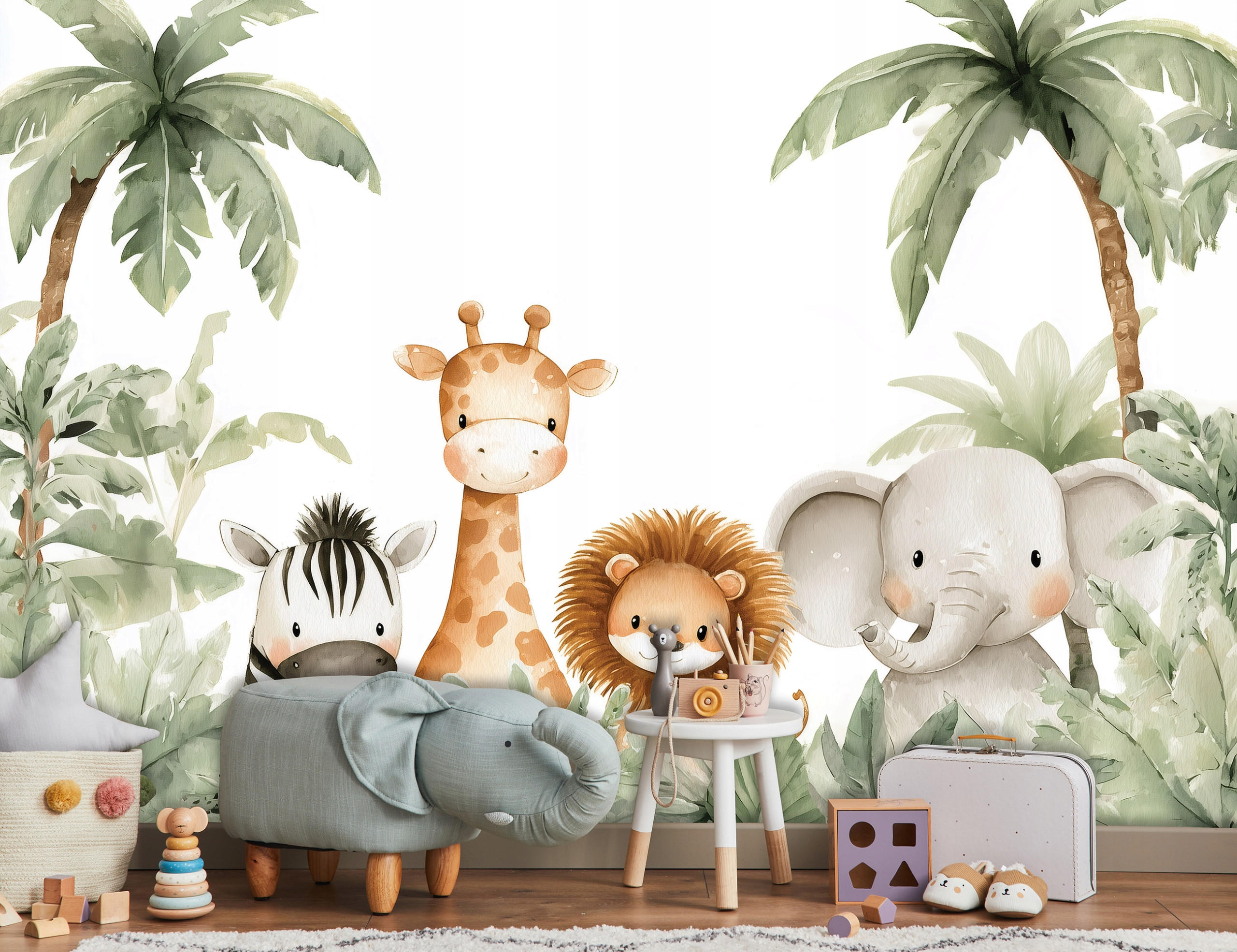 FOTOTAPETE Tiere Dschungel Grün 350x250 cm - Multicolor, Papier (350/250cm) - Wallarena