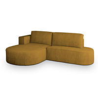 ECKSOFA CORTIO P L-S Gelb Kordstoff mit Schlaffunktion - Gelb, Holz (265/174cm) - MASSENO