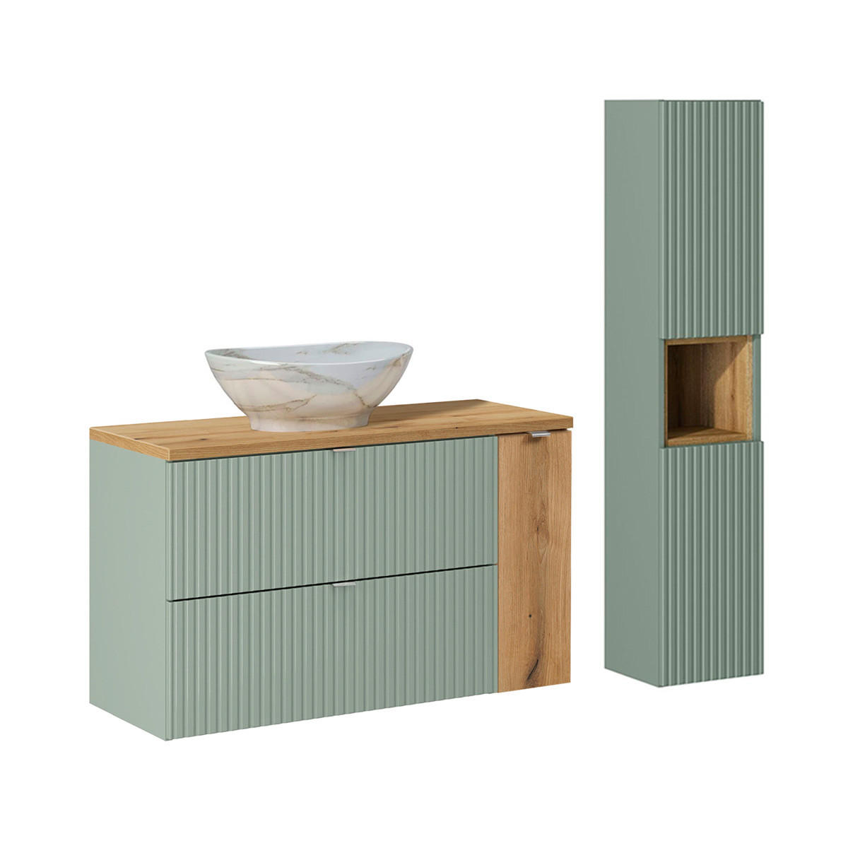 BADMÖBEL 100.4cm Jade 2er-Set Grün - Grün, Holzwerkstoff (100.4/59.5/40cm) - Petits-meubles