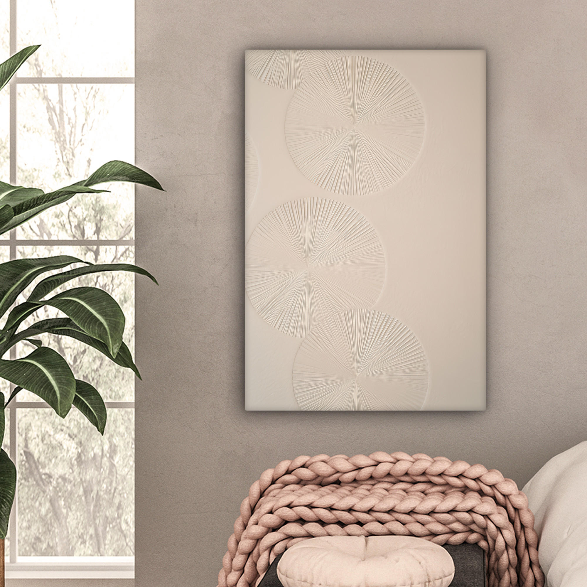 LEINWANDBILD Japandi - Beige - Modern 40x60 cm - Ecru, Textil (40/60cm) - MuchoWow