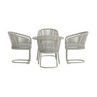GARTENSET, Tilos, Tisch Hellgrau, Stahl, 90 x 90 x 71 cm, 5-teilig - Hellgrau, Metall - ebuy24