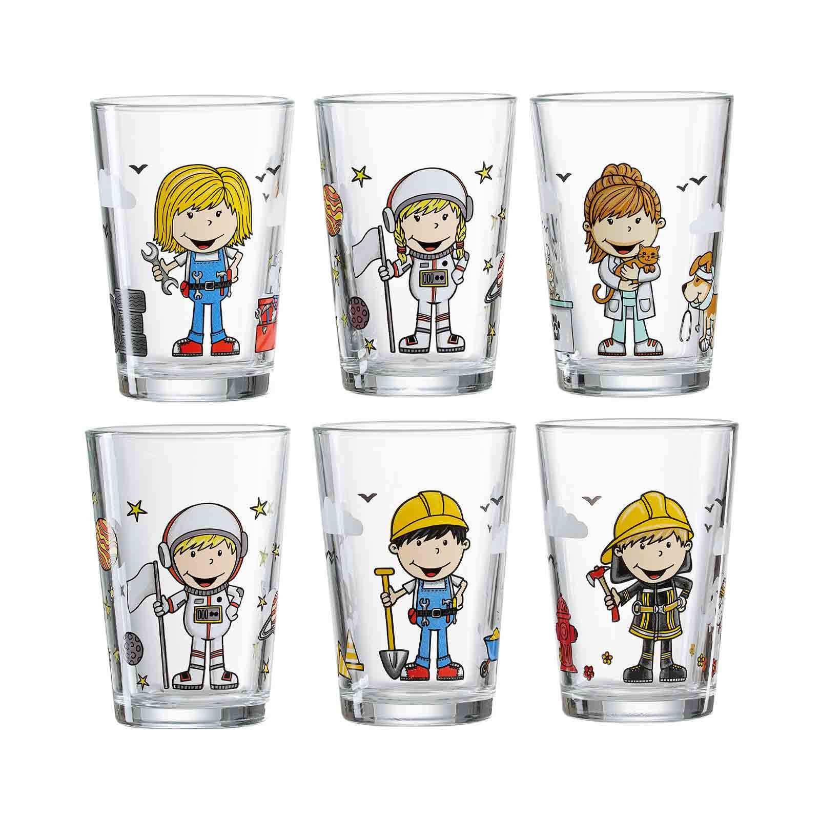 KINDERGLÄSER Berufe Jungs & Mädchen bunt 205 ml 6er Set - Multicolor, Glas (0.205L) - Ritzenhoff Breker