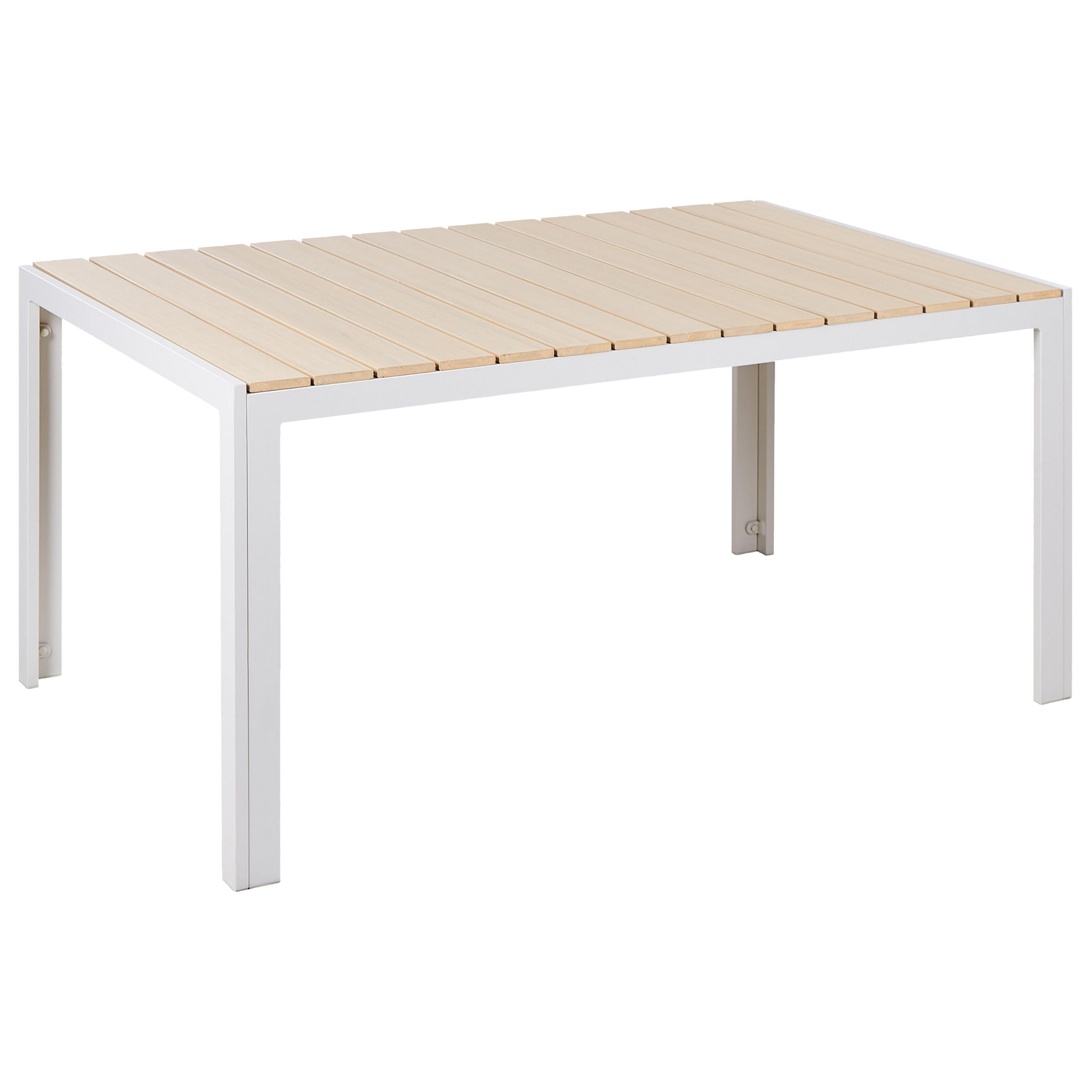 GARTENTISCH Kunstholz beige/weiß 150/90 cm Como - Beige/Weiß, Kunststoff (150/90/74cm) - Beliani