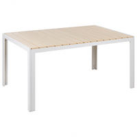 GARTENTISCH Kunstholz beige/weiß 150/90 cm Como - Beige/Weiß, Kunststoff (150/90/74cm) - Beliani