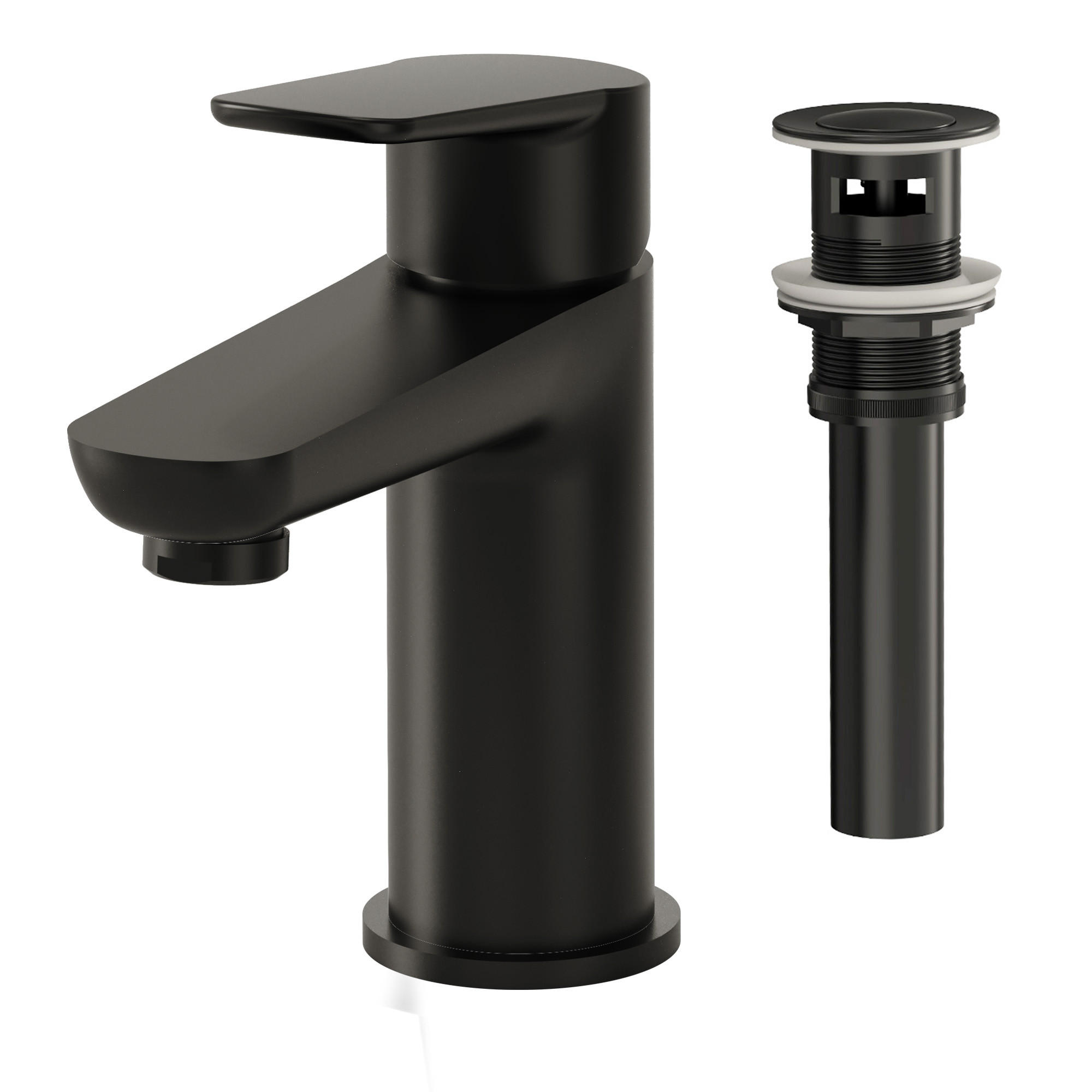 WASCHTISCHARMATUR SFS-1274 Schwarz Matt, mit Pop-up, Einhebel, Messing, Perlator, 95 mm Auslaufhöhe, 110 mm Ausladung - Schwarz, Metall (5.5/16.7/16cm) - Everstein