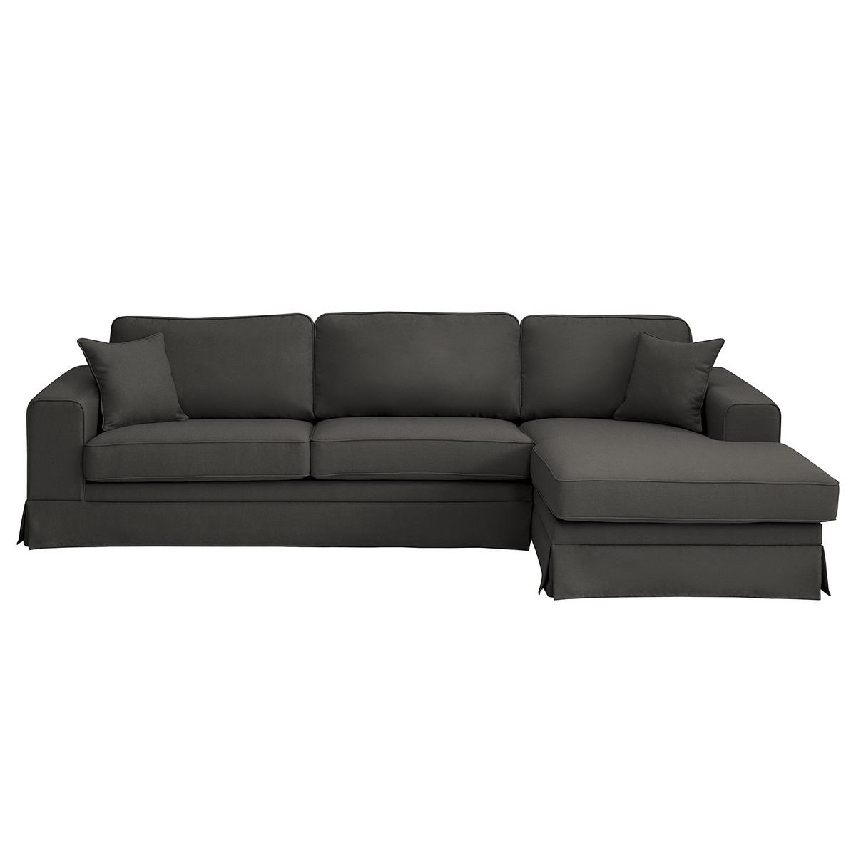 ECKSOFA mit Husse - Longchair, Webstoff - Anthrazit/Schwarz, Kunststoff/Textil (300/165cm) - home24