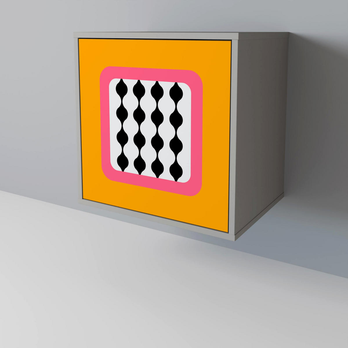 SIDEBOARD TEARS IN HEAVEN, Grau, 57,5x42x77,5 cm, Schräge Buchenholzfüße - Buchefarben/Multicolor, Holzwerkstoff/Buchenholz (57.5/77.5/42cm) - SpaceRebels
