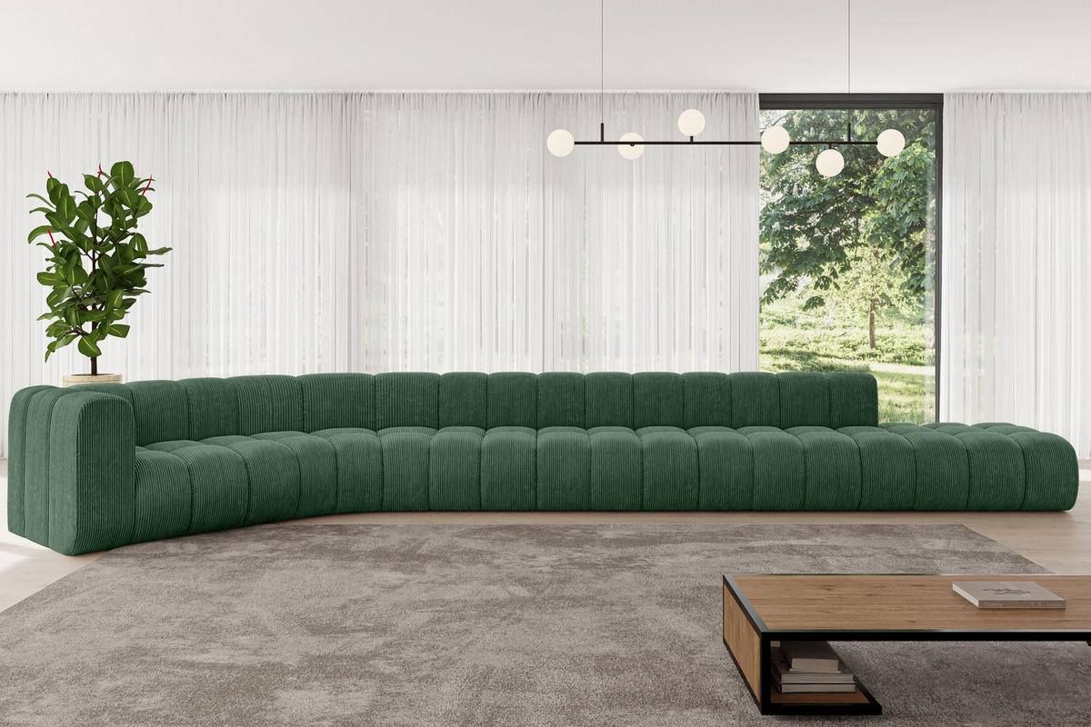 ECKSOFA modulares Sofa Tilmo-L3 - 581x194x70 cm Grün - Grün, Holzwerkstoff/Textil (581/194cm) - ALTDECOR