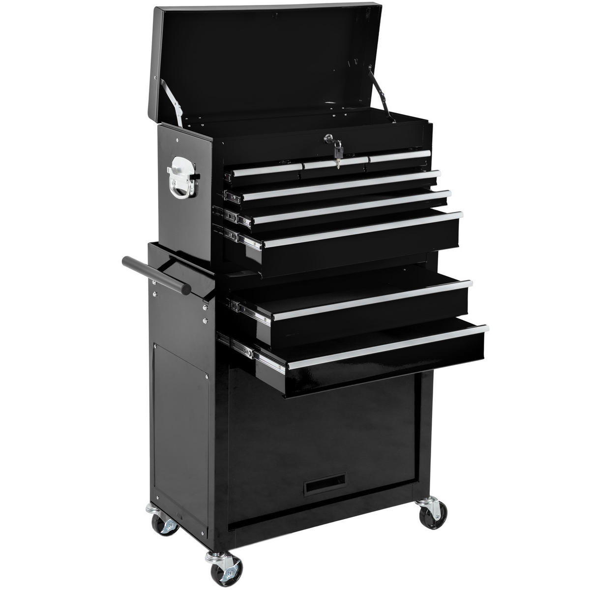WERKZEUGWAGEN ,Rollen Ø 100 mm,schwarz - Schwarz, Metall (33/110/69cm) - tectake