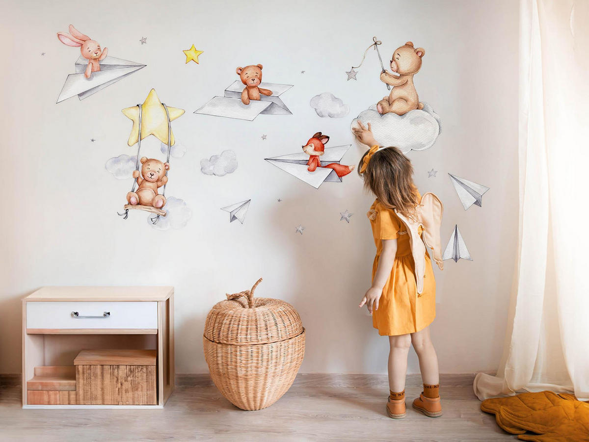 WANDAUFKLEBER 60x85cm - Aquarelltiere - Multicolor, Kunststoff (60/85/0.1cm) - Wallfluent