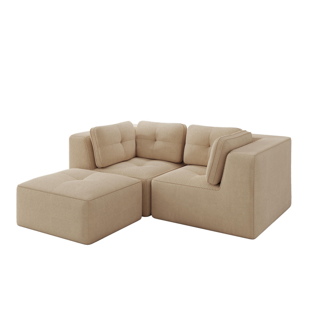 ECKSOFA 208/177/69 cm Beige aus Cord modular ohne Aufbau - Beige, Textil (177/208cm) - OKWISH