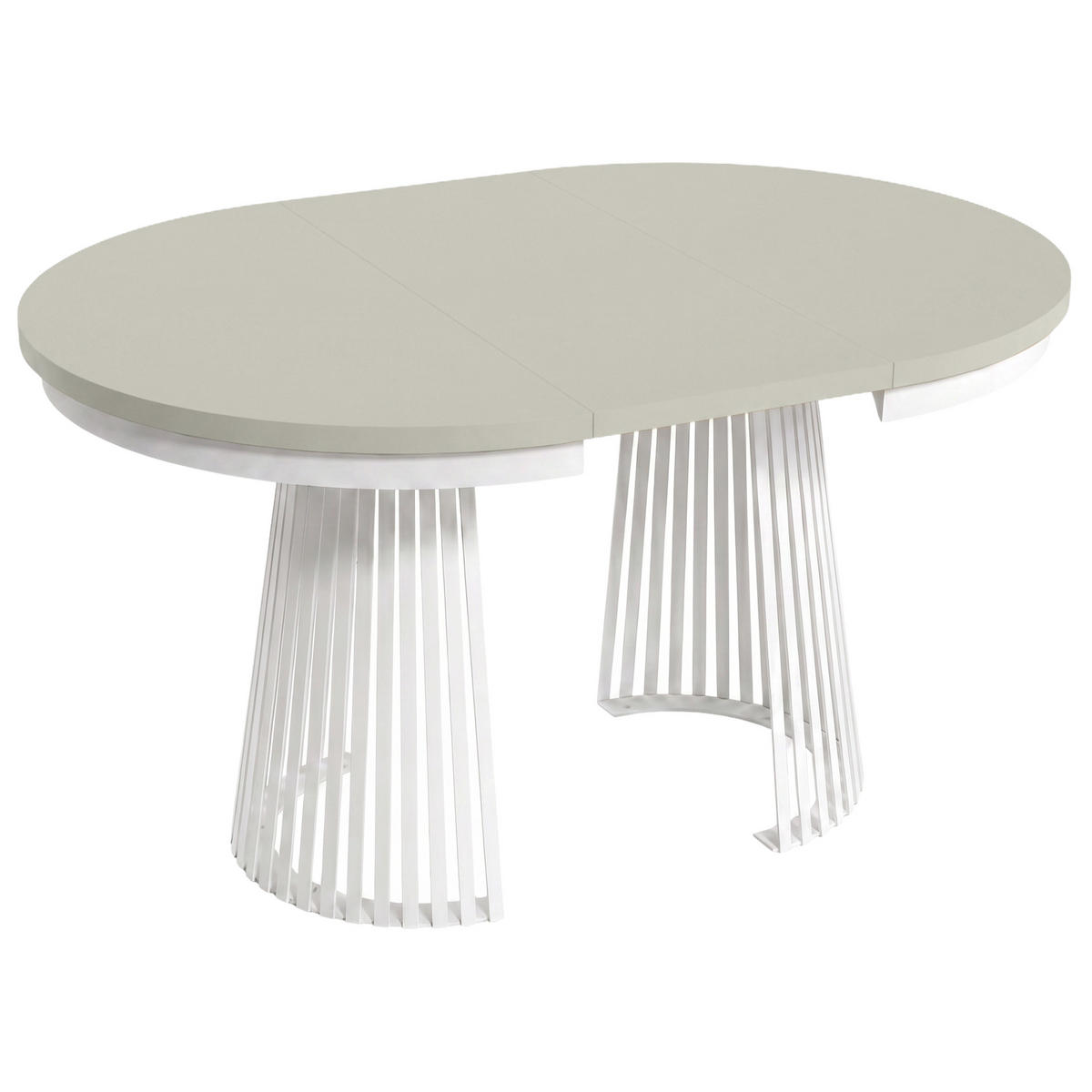 ESSTISCH Lumi im Loft-Stil, ausziehbar Ø 120–200 cm, Metallbeinen, Weiß +Kaschmir - Kaschmir/Weiß, Metall (120/120/77cm) - Beautysofa