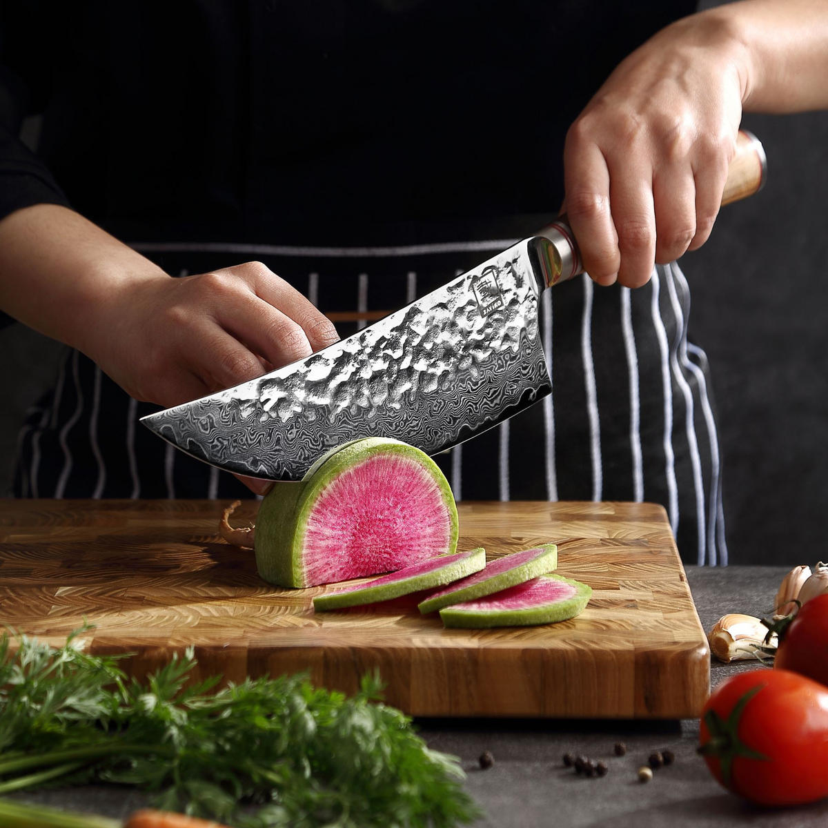 KOCHMESSER 20 cm - Braun, Holz/Metall (35cm) - Zayiko