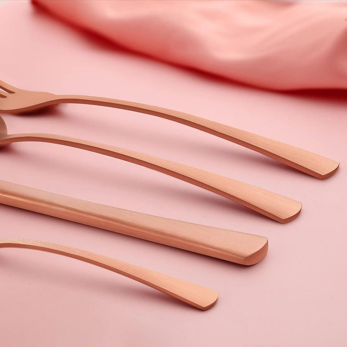 BESTECKSET 24-teilig für 6 Personen Roségold Matt - Bronzefarben, Metall