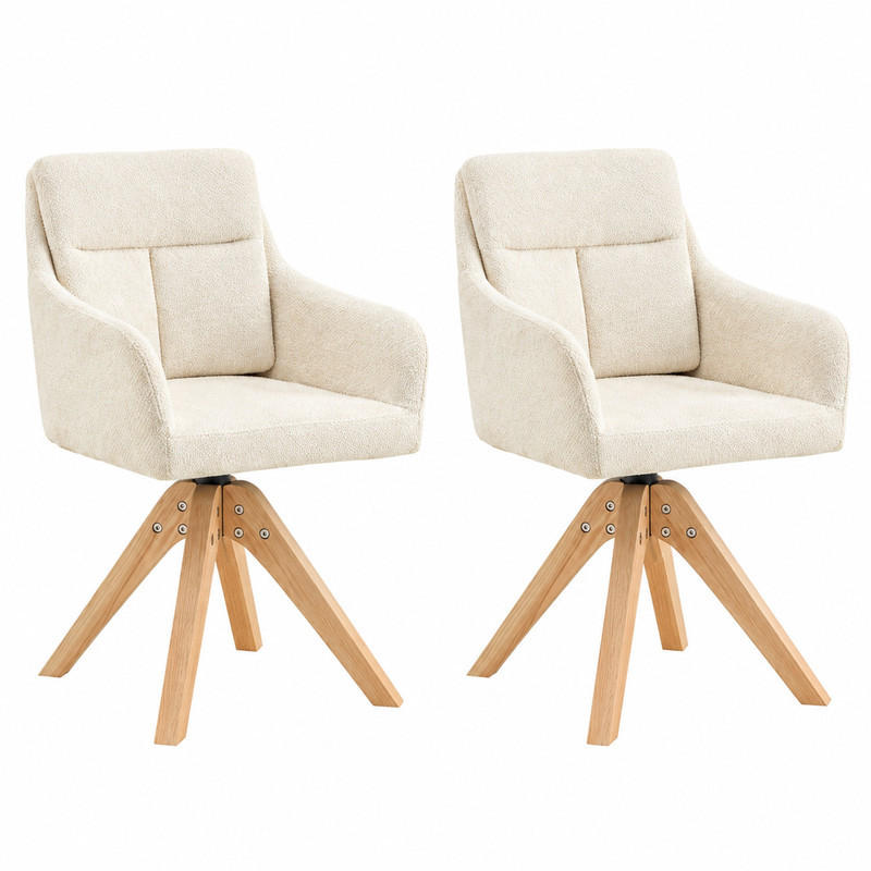 ESSZIMMERSTUHL 2er-Set mit Drehfunktion Hellbeige Massivholz - Beige, Holz (43/87/45cm) - Meubliv