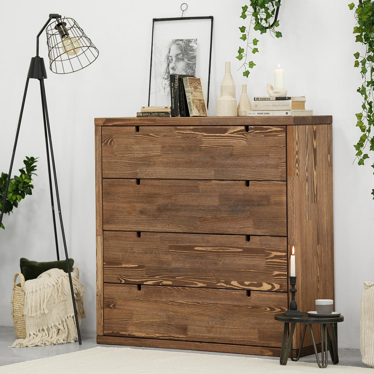 KOMMODE aus Massivholz MARIKA 4 - Dunkelbraun, Holz (112/40/112cm) - Seart