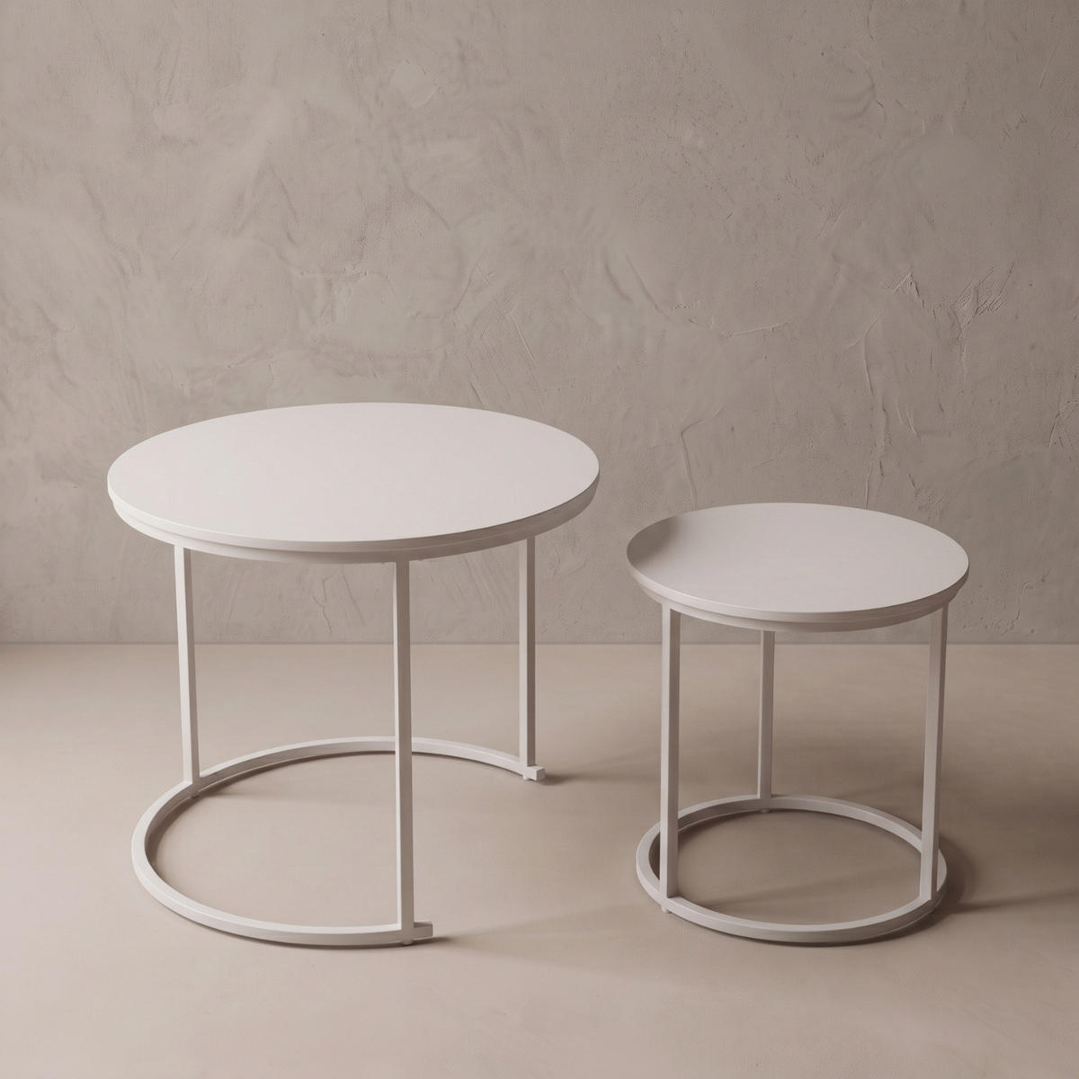 COUCHTISCH 2er-Set rund Weiß - Weiß, Metall (60/60/50cm) - SCENA LIVING
