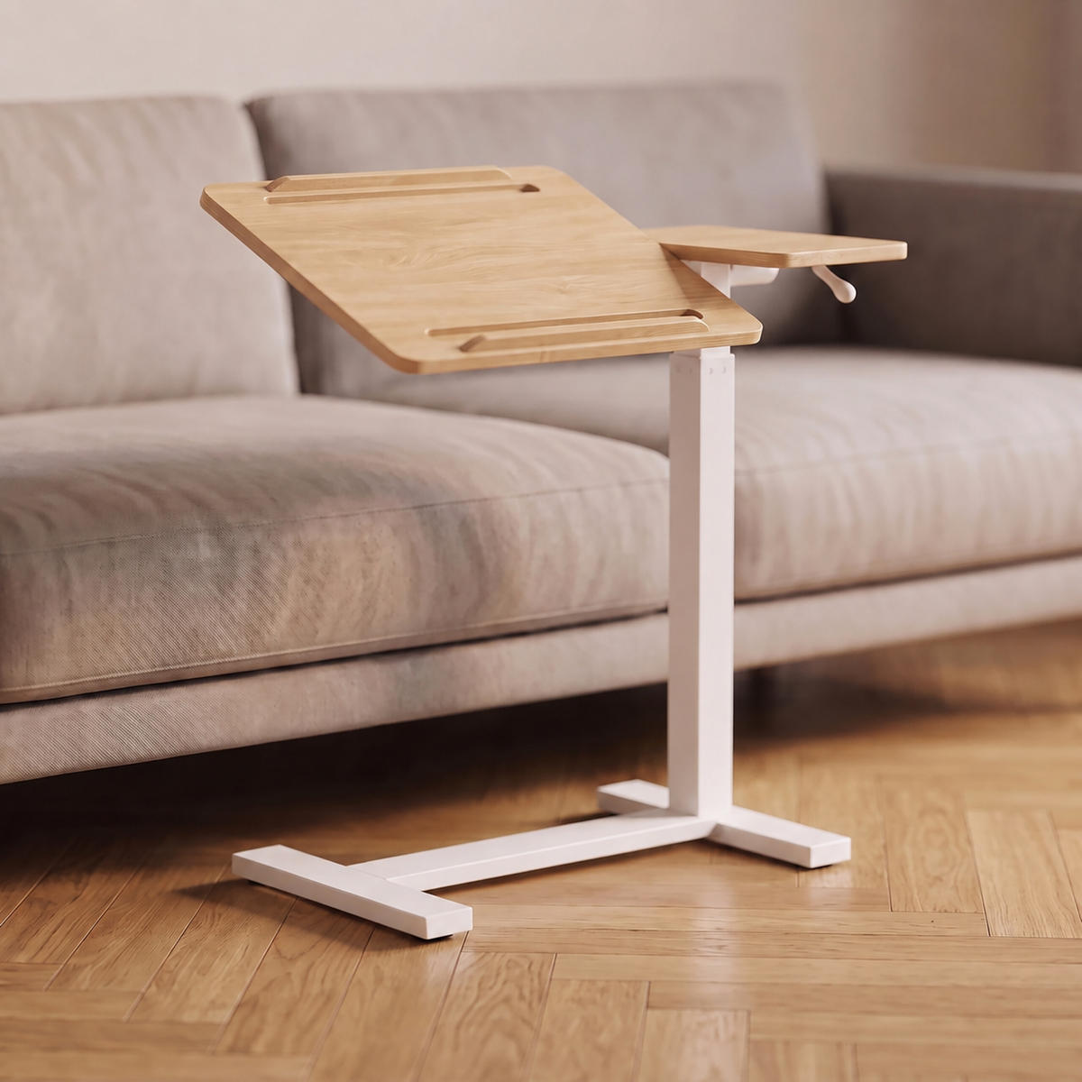 STEHPULT Natur Weiß höhenverstellbar auf Rollen - Multicolor, Holzwerkstoff/Metall (40/68/102cm) - Relaxdays
