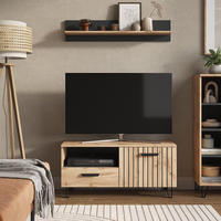 LOWBOARD Amber Braun 100.2 x 48.5 cm mit Schublade und Tür - Braun, Holzwerkstoff (100.2/48.5/38cm) - Vicco